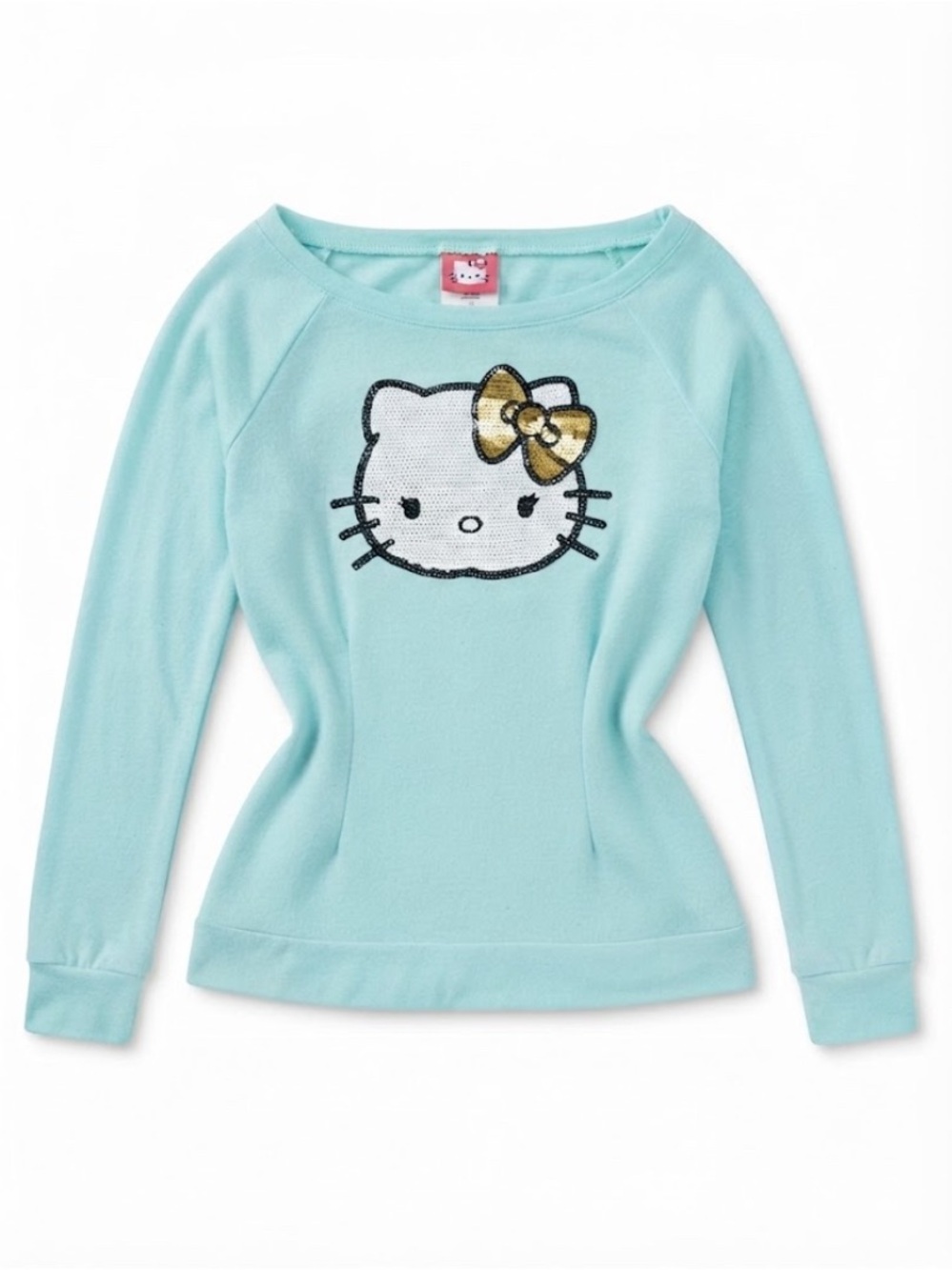 Hello Kitty Light Blue Top with Pink and Dark Pink Logo Tag
